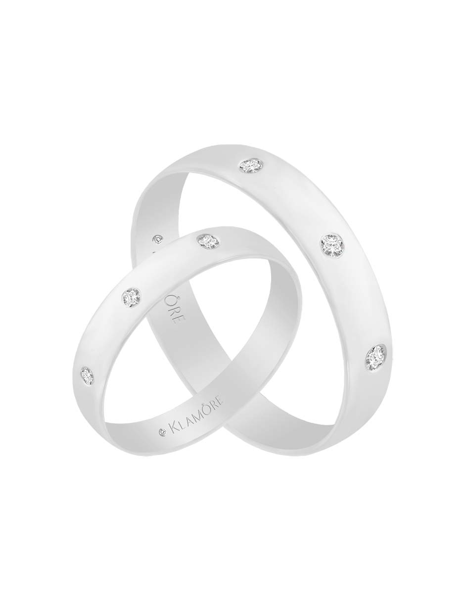 Argolla de oro blanco 14 k Essenza Amori diamante 4