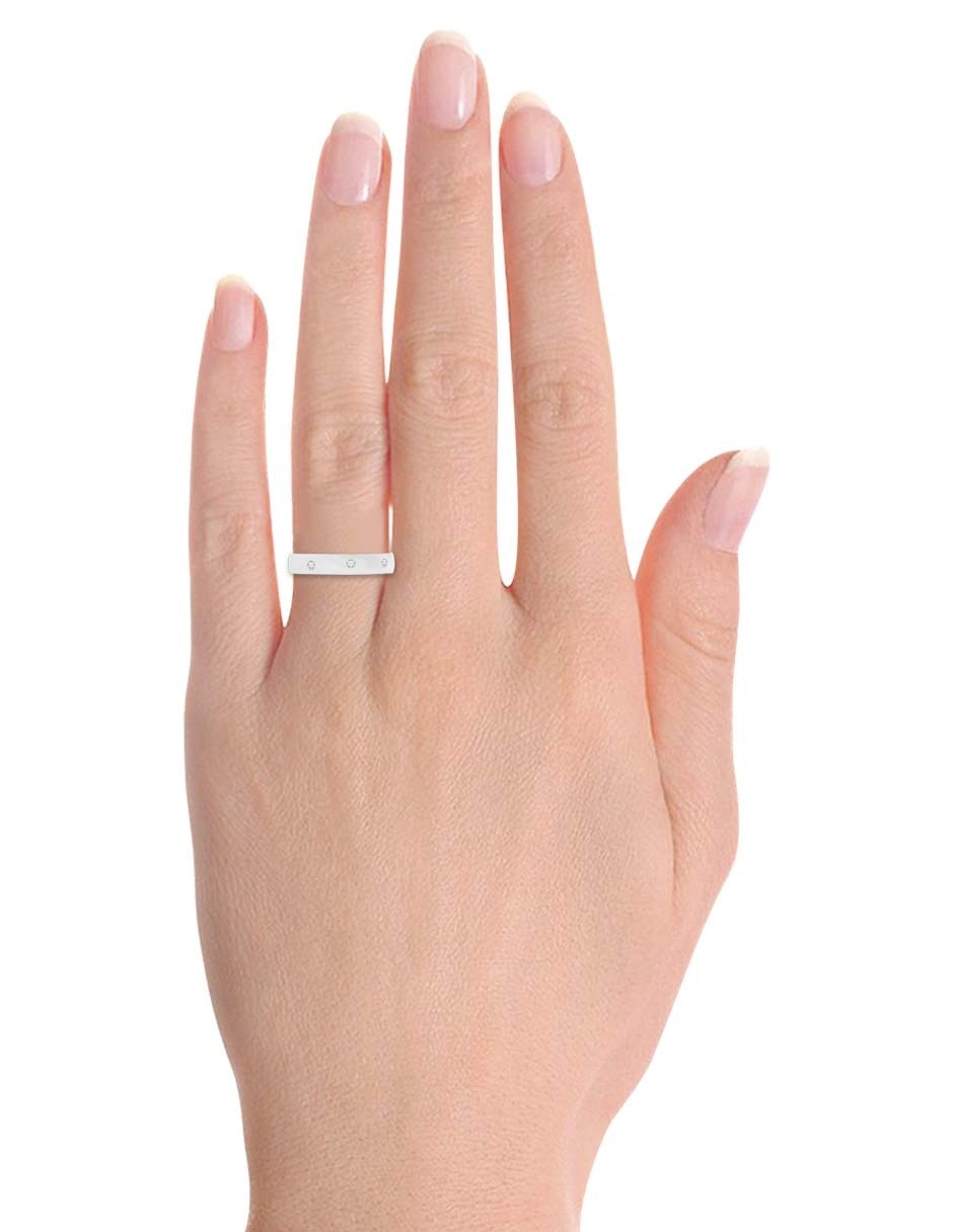 Argolla de oro blanco 14 k Essenza Amori diamante 5