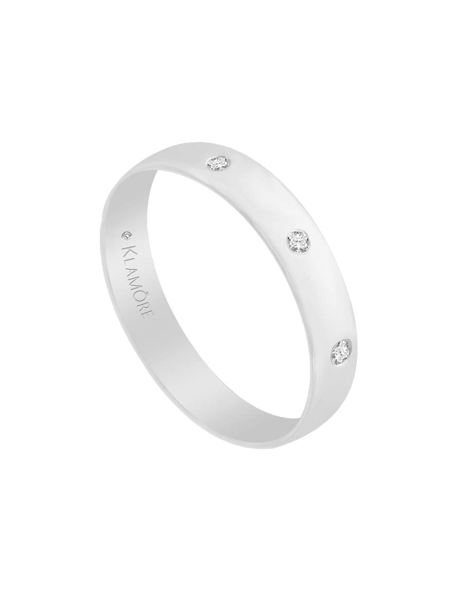 Argolla de oro blanco 14 k Essenza Amori diamante 3