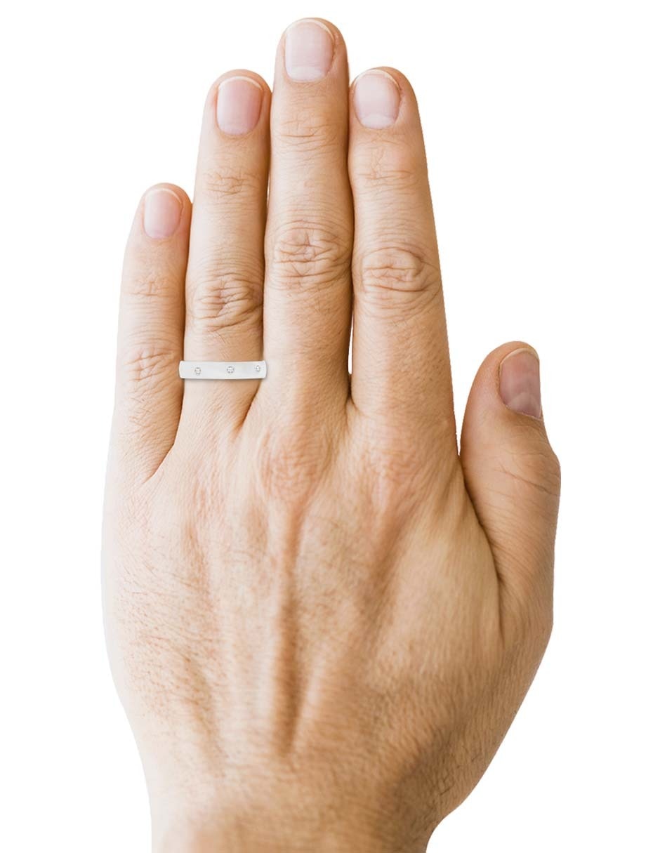 Argolla de oro blanco 14 k Essenza Amori diamante 4
