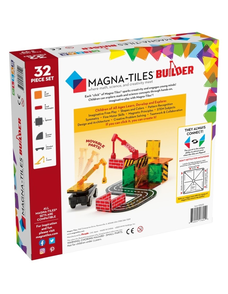 Magnatiles Magna-Tiles Construcción 21632 Clear Colors