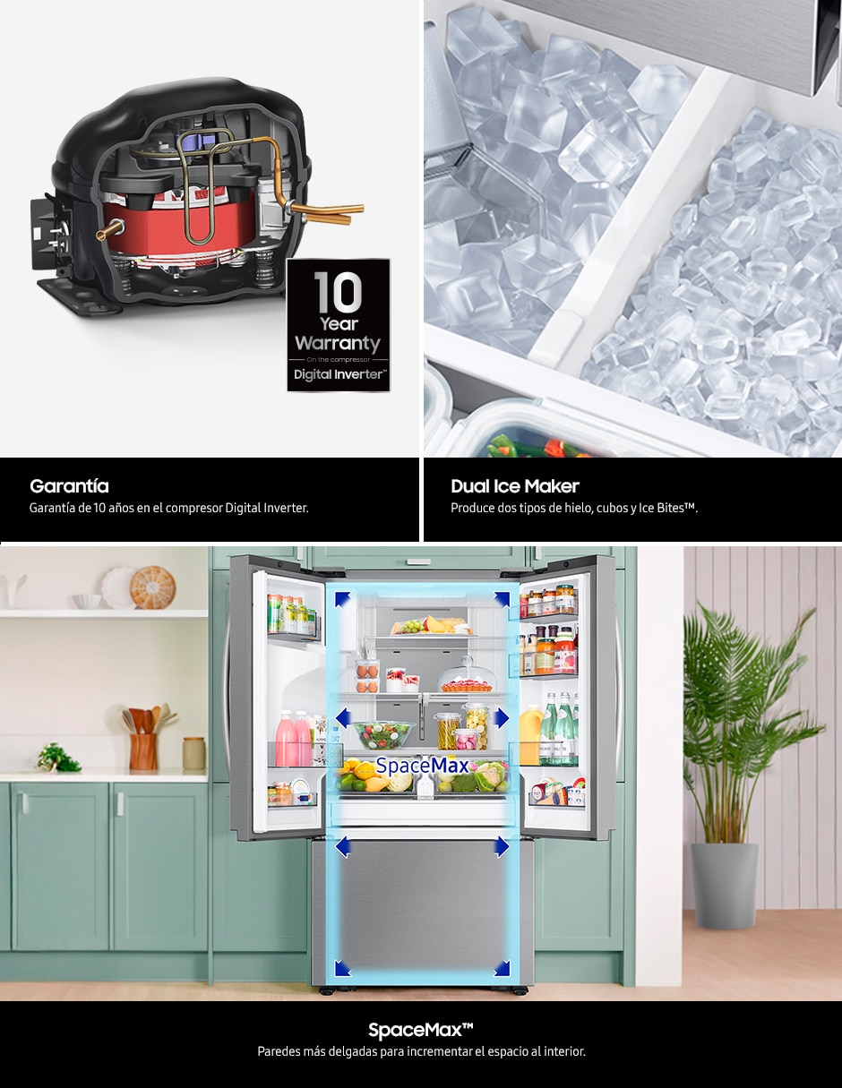 Refrigerador french door Samsung 32 pies cúbicos inverter y fabrica de hielo RF32CG5N10S9EM