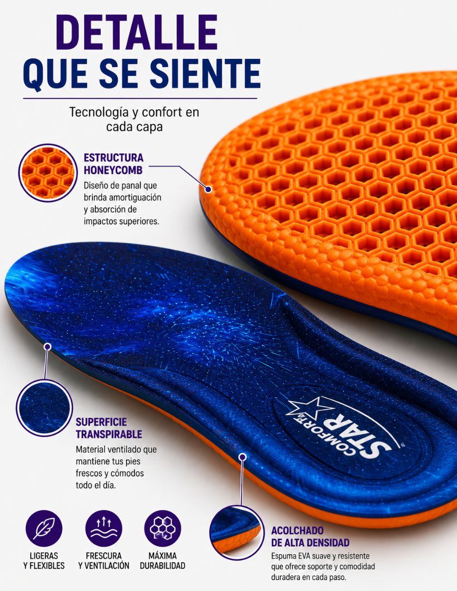 Plantilla deportiva comfort star de poliuretano