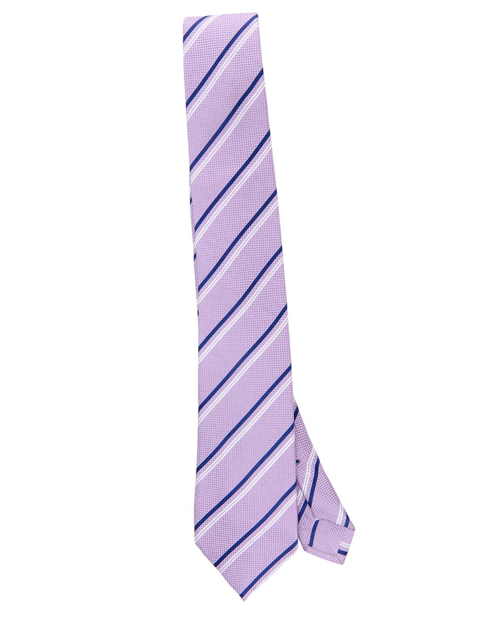 Corbata regular de seda estampado a rayas para hombre