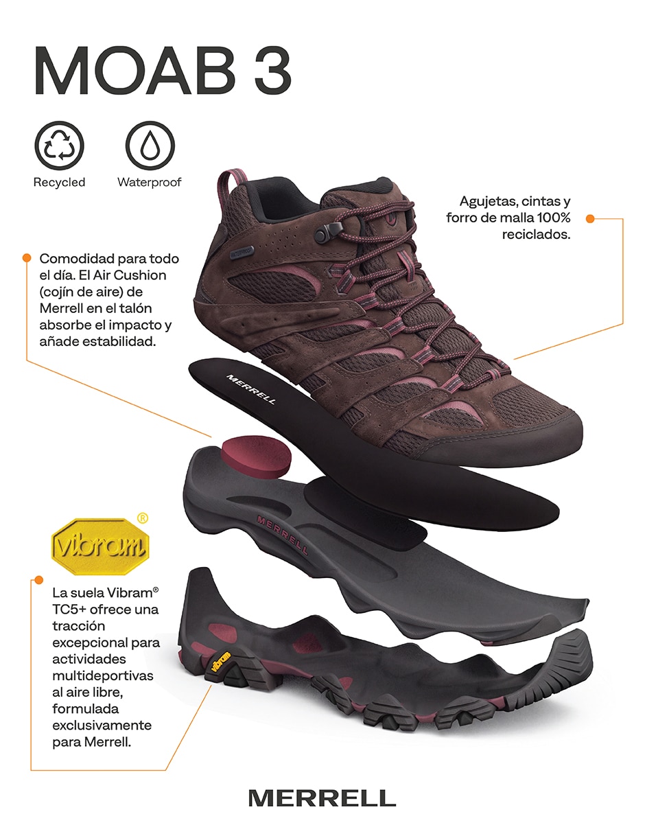 Tenis Moab 3 Mid Wp para entrenamiento de mujer 2