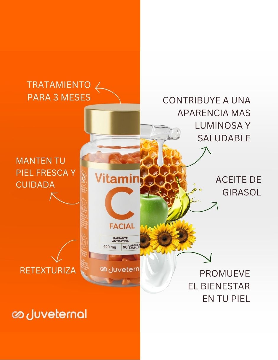 Tratamiento facial Kit De Cápsulas Faciales Vitamina C Y Ácido Hialurónico Piel Radiante E Hidratada reafirmante antiedad Juveternal